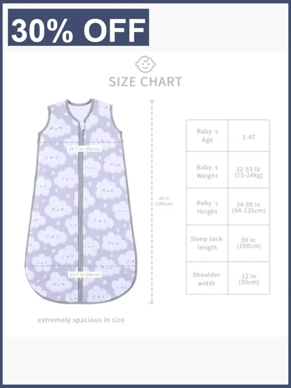 Toddler Sleep Sack 2-4T 1.0 TOG Wearable Blanket Two-Way Zipper